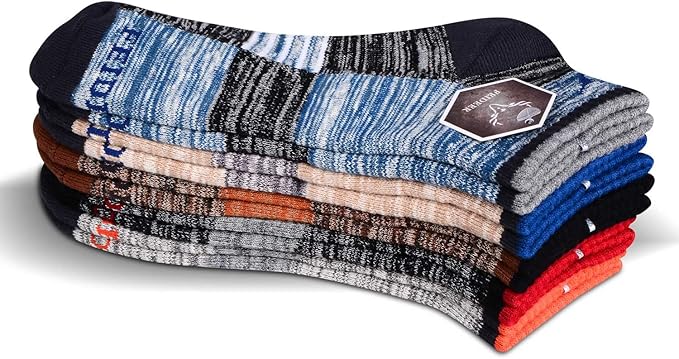 FEIDEER Men's Hiking Walking Socks, Multi-Pack Wicking Cushioned Outdoor Recreation Hiking Socks