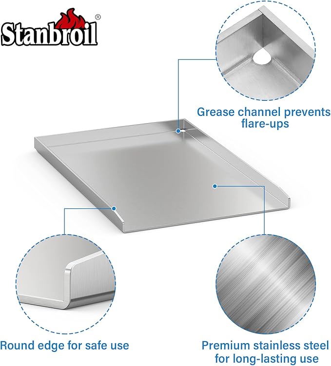 Stanbroil Universal Stainless Steel Griddle Pan for Outdoor Grill Stove Cooking
