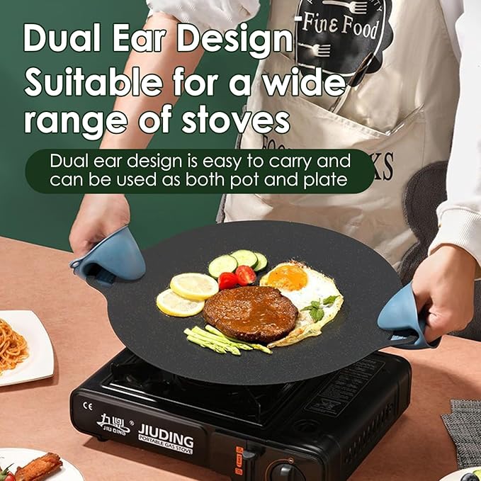 Korean Grill Pan,Round Premium BBQ Grill Pan,Non-stick Griddle Plate for Gas Stove Indoor Outdoor Camping Party(36cm)
