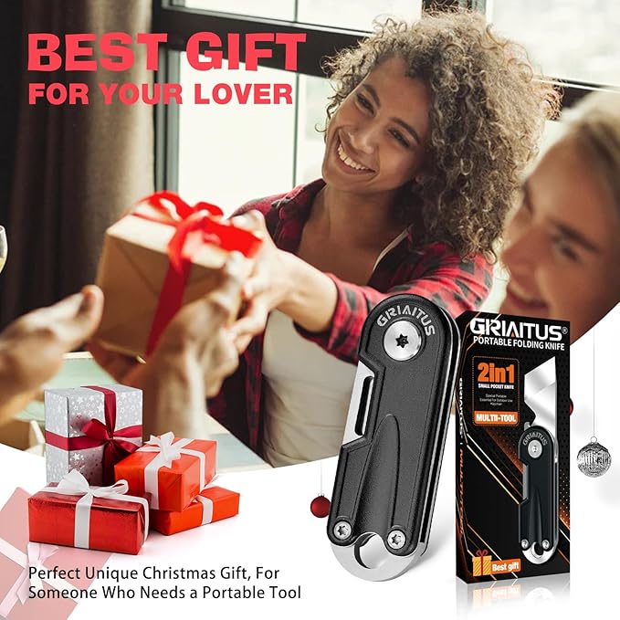 Multitool Pocket Knife, EDC Folding Knives, Small multitool with Bottle Opener Mini Pry Tool, Gifts for Men Dad Everyday Carry (black)