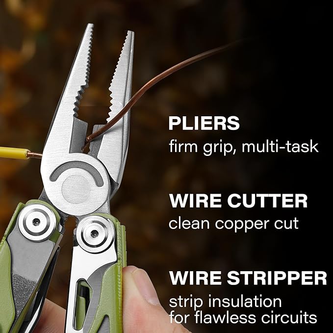 Multitool, 21-in-1 Multi Tool Pliers with Safety Locking and Spring-Action Scissors, Heavy-duty Stainless Steel Multi-tool Set with Nylon Sheath for Work, Home, Garden, DIY & Auto
