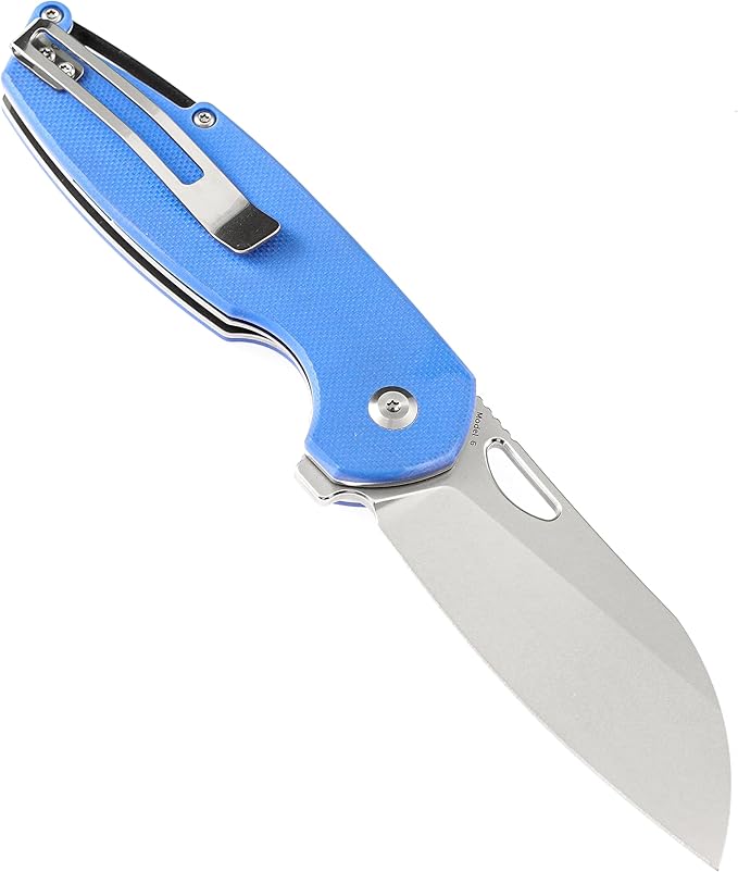 KANSEPT Model 6 Pocket Folding Knives EDC Camping Folding Knife 3.1'' Bead Blasted 154CM Material Pocket Folding Knife with Blue G10 Handle Everyday Carry Folding Knife T1022A3