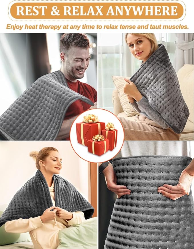 Large Heating Pad,20"x40" Extra Large Heating Pad for Back Pain Relief Electric Heating for Period Cramps Shoulders Knee Leg Pain Relief Moist/Dry Heat Auto Shut Off 10 Heat Setting Machine Washable