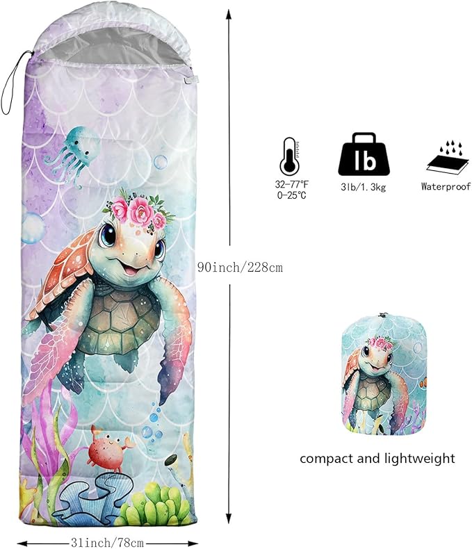 Kids Sleeping Bag for Boys Girls,Checkerboard Cat Print-Lightweight Warm Portable Outdoor Indoor-Waterproof Cold Weather Resistant Sleeping Bag for Camping Hiking