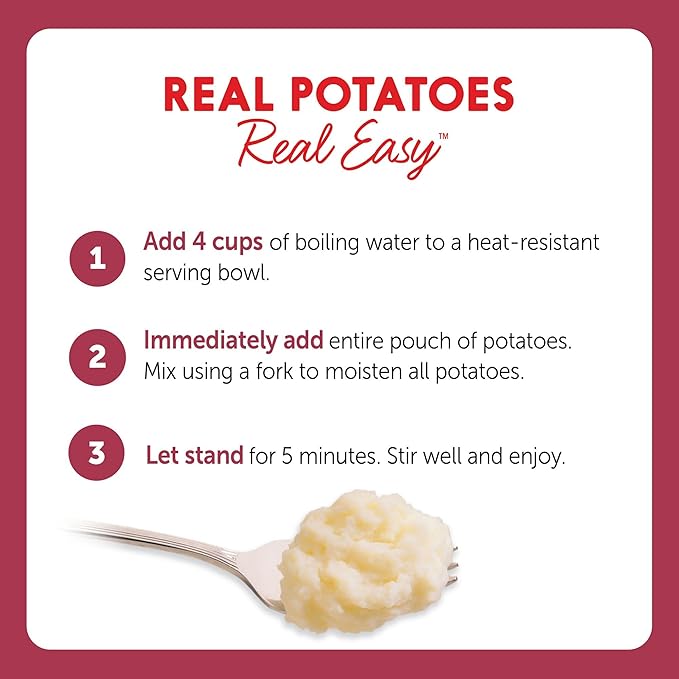 Idahoan Baby Reds Mashed Potatoes, Naturally Gluten-Free, 100% Real Idaho Potatoes, 8 servings per bag, 8 ounce (Pack of 8)