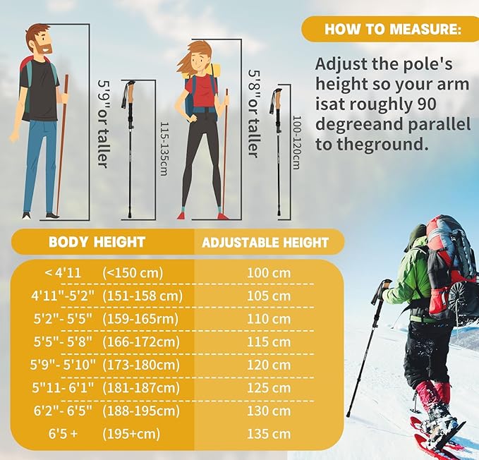 Trekking Poles Set of 2, Collapsible Cork Handle Aluminum Hiking Poles with Quick Lock System, Telescopic, Collapsible, Ultralight for Women Men, Hiking, Camping, Climbing