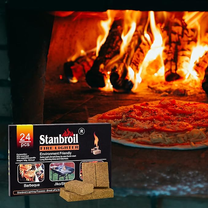 Stanbroil 24 pcs Fire Starters, Squares Natural Charcoal Fire Starters Super Fast Lighting Perfect for Barbecue Grills, Smokers, Wood Stove, Campfires and Outdoor Fireplaces