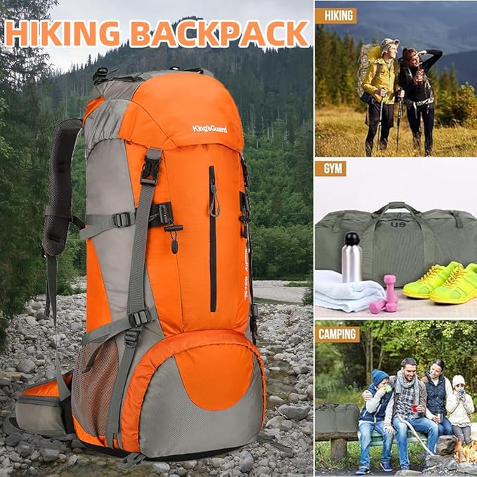 70L Hiking Backpack with Rain Cover Lightweight Travel Backpack Waterproof Camping Backpack