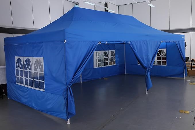 COBIZI 13x26 Pop up Canopy Tent 13x26 Canopy with 6 Sidewalls Waterproof Heavy Duty Commercial Canopy Tent for Parties Outdoor Tent Garden Gazebo Tent, Carry Bag with Wheel(13x26ft, Gray)