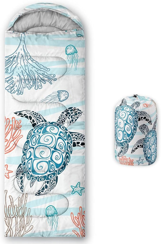 HOSIMA Cartoon Axolotl Sleeping Bags for Kids 10-12,Blue Cartoon Kids Sleeping Bags for Girls Boys,Compact Sleeping Bag for Camping Essentials and Hiking.