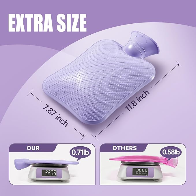 FORICOM Hot Water Bottles for Menstrual Bed Warming,Hot and Cold Therapy, Muscles Back Pain, Enemas Feet Period Cramp, Kids Sleeping Tummy.2Liter