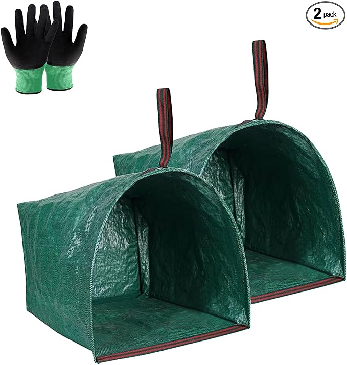 2PCS Reusable Yard Waste Bag - Collapsible Lawn Bags for Leaves, Lawn Trash, Camping, Parties & Laundry, Standable Garden Debris Bag with Gloves