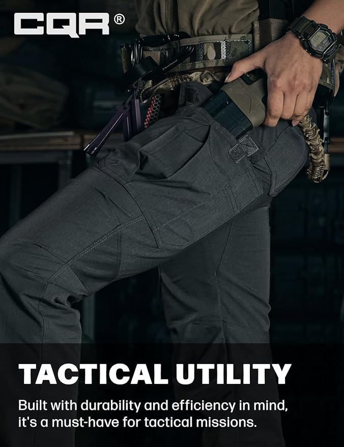 CQR Women's Flex Stretch Tactical Pants, Water Resistant Ripstop Cargo Work Pants with Pockets for Outdoor & Hiking