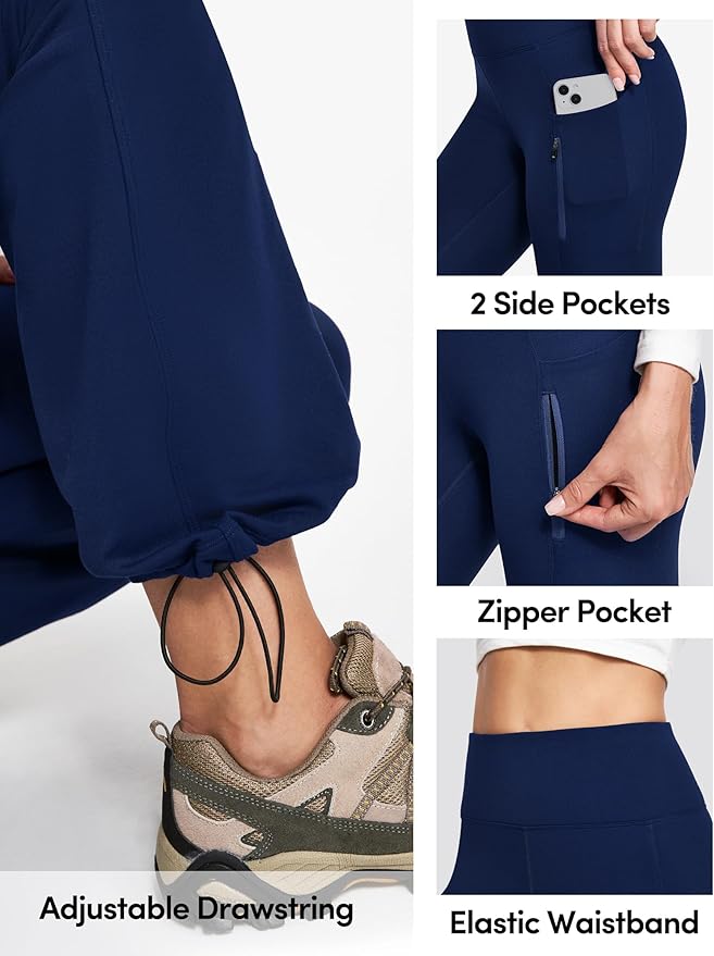 IUGA Fleece Lined Pants Women Water Resistant Hiking Pants Winter Flare Leggings with Pockets Bootcut Thermal