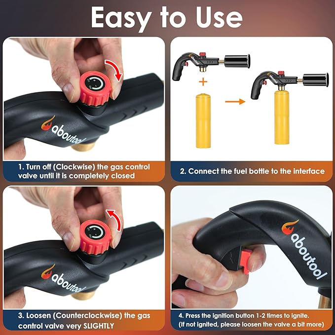 Propane Torch, Kitchen Cooking Torch with Igniter Searing Torch for Sous Vide Charcoal Lighter BBQ Grill Flame Thrower Campfire Starter (Propane Tank Not Included)