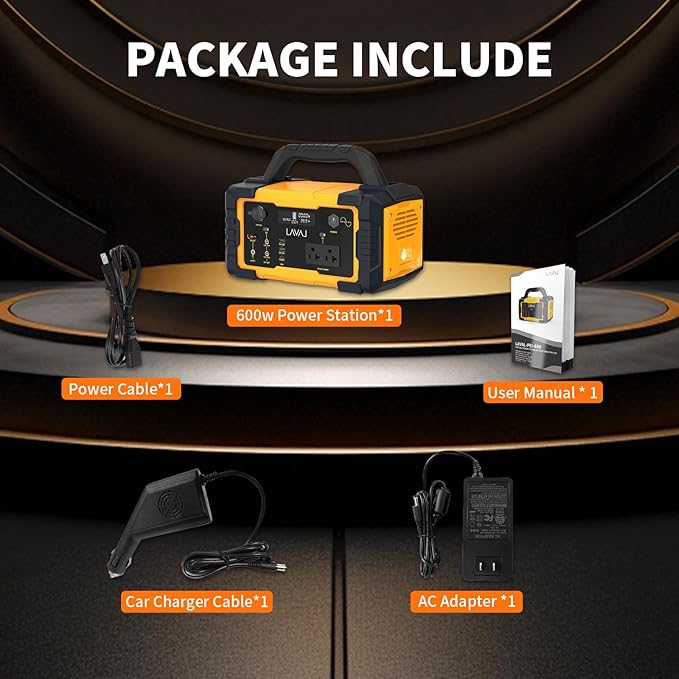 600W Solar Generator Portable Power Station with 120V AC Outlet 642Wh Powered Generator Lithium Battery for RV Camping Outdoor Hiking Home Emergency Backup Power Outages (Solar Panel Optional)