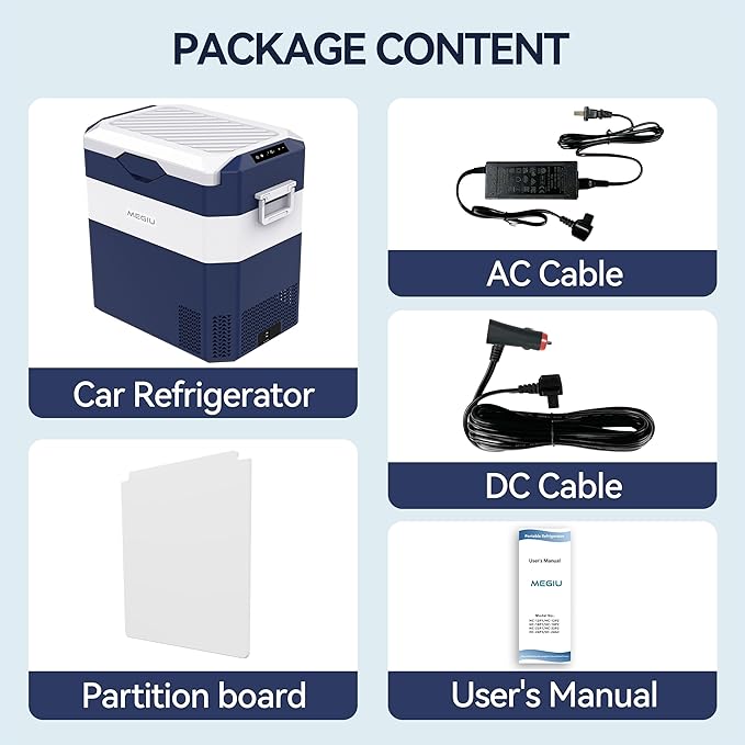 12 Volt Refrigerator Car Fridge Portable 12V 45 Quart Freezer Compressor Cooler 12V/24V DC 110~240 V AC for Truck Van RV Camper SUV and Home Use