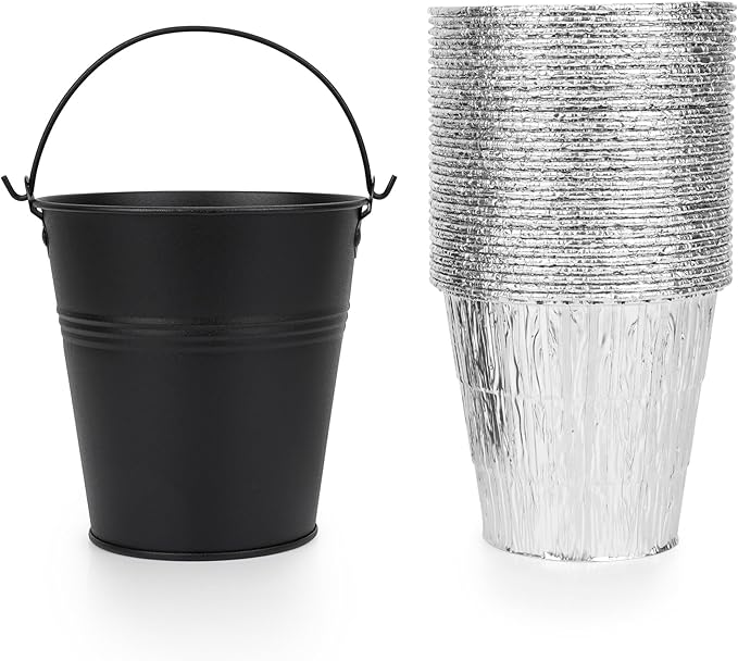 Stanbroil Grill Grease Bucket and 30-Pack Bucket Liners for Traeger 20/22/34 Series, Pit Boss,Camp Chef, Oklahoma Joe Rec Tec, Z Grill, Black