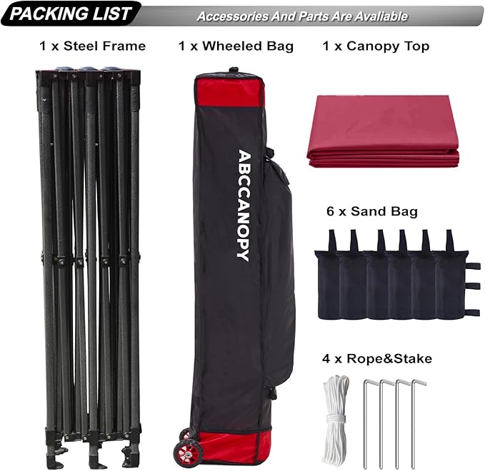 ABCCANOPY Patio Pop Up Canopy Tent 10x20 Commercial-Series(Burgundy)