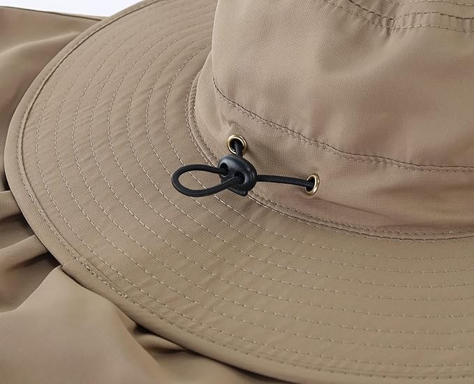 Home Prefer UPF50 Mens Sun Hat with Neck Flap Quick Dry UV Protection Cap Womens Wide Brim Fishing Hat Neck Flap Beach Garden