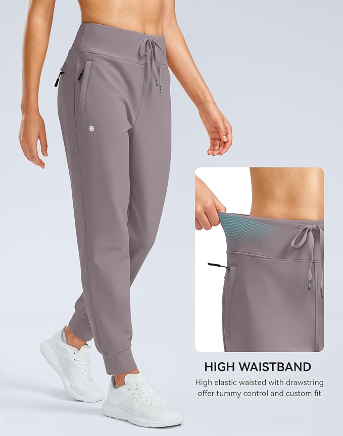 G Gradual Women's Fleece Lined Joggers Water Resistant Hiking Pants High Waisted Winter Thermal Sweatpants 3 Zipper Pockets