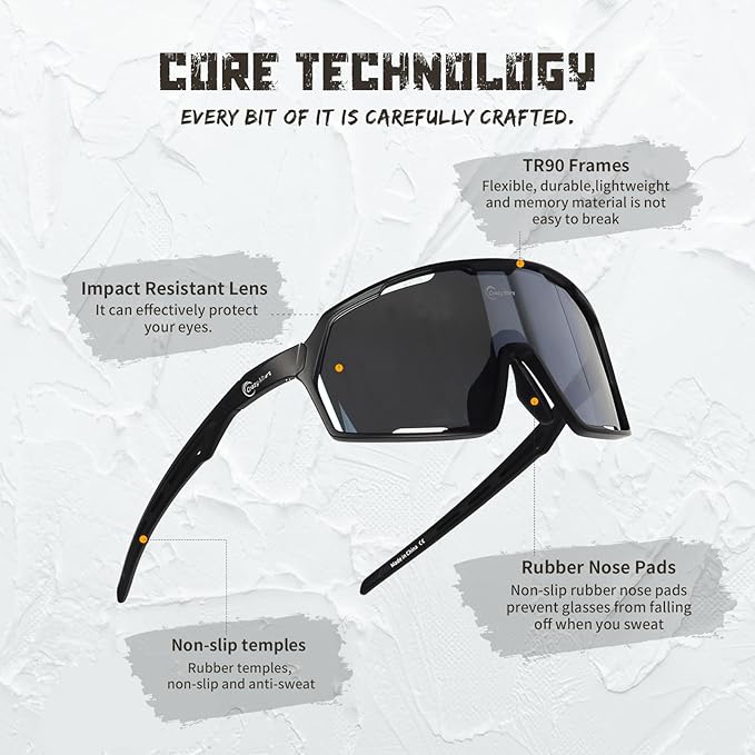 Polarized Sport Safety Sunglasses UV400 Protection & Lightweight Glasses for Men Women, Adjust for Cycling Running