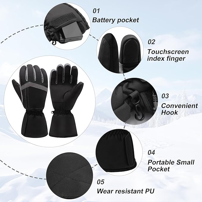 MMlove USB Heated Gloves for Men Women, Touchscreen, Waterproof, Outdoor & Indoor Hand Warmers for Climbing,Motorcycling,Skiing