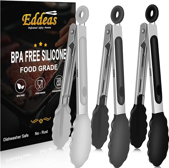 Small Tongs For Cooking - 7 inch Mini Tongs For Serving, Silicone Kitchen Tongs With Silicone Tip, Air Fryer, Appetizers, Veggies, Salad, Dishwasher safety Set of 3 Colour