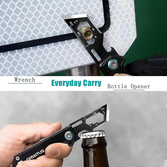EDC Multi Tool Small Pocket Knife with Bottle Opener Box Cutter Wrench and Pry Tool, 6 IN 1 Folding Multitool Keychain Knife Gadget Lightweight Safety Locking, Gift for Men, Camping, Hiking, Office