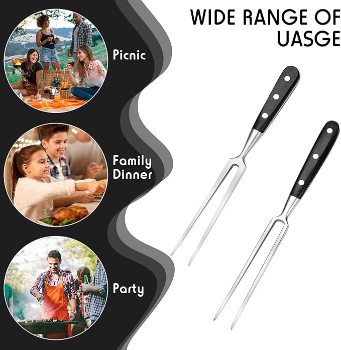 Patelai 2 Pieces Carving Forks 12 Inch Stainless Steel Meat Fork Cooking Fork with Wood Handle Grill Fork Serving Fork for Xmas Kitchen Roast BBQ Fork Carving Set