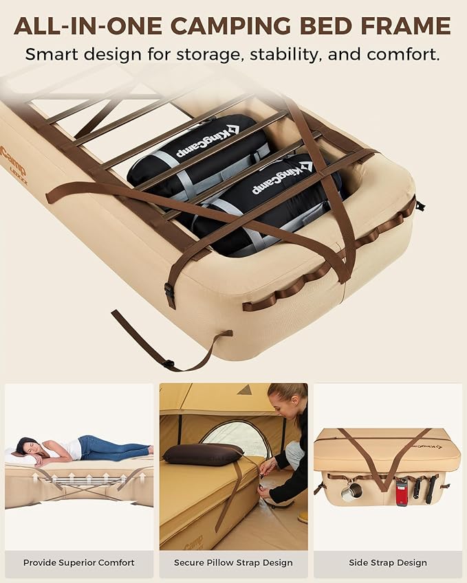 KingCamp Air Mattress Frame, Portable Inflatable Camping Cot Base Heavy Duty Bed Frame for Outdoor Travel & Home Tent (Bed Frame Only, Air Pump and Mattress Not Included) - 2 Packs