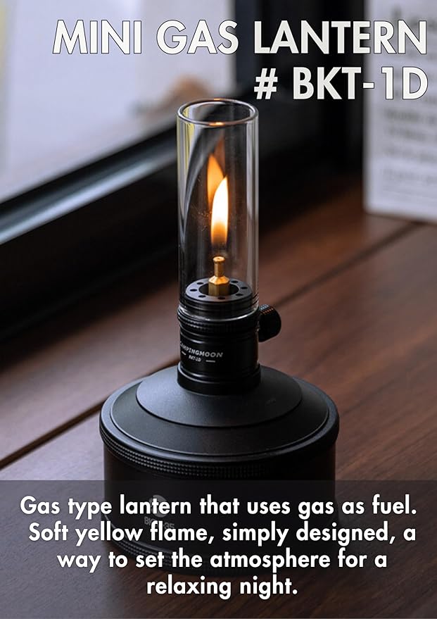 CAMPINGMOON Candle Lantern Gas Mini Small Camping Backpacking Black BKT-1D