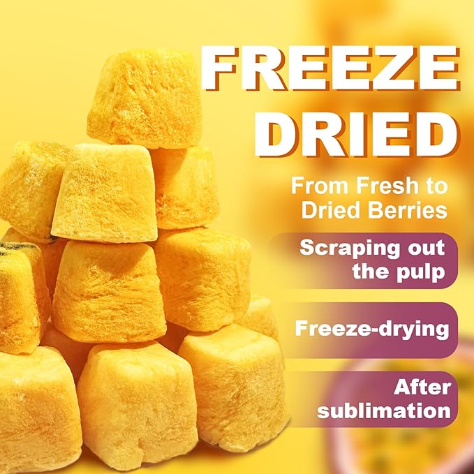 Freeze-Dried Passion Fruit Chunks 8.8oz/250g Bulk Bag - Unsweetened Crunchy Tropical Snack for Baking & Desserts, Yogurt/Smoothie Topping, Camping & Tea Time