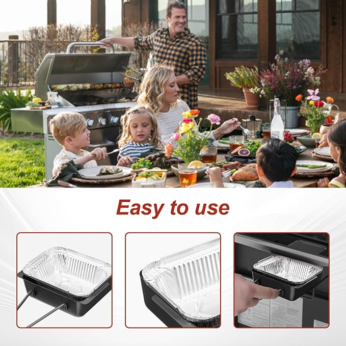 Grill Drip Pan for Nexgrill Replacement 720-0888N, Grease Pan/Box for Nexgrill 4 Burner 720-0830H Gas Grill,Grease Catcher for Cuisinart CGG-8500 with 5pack Aluminum Foil Liner