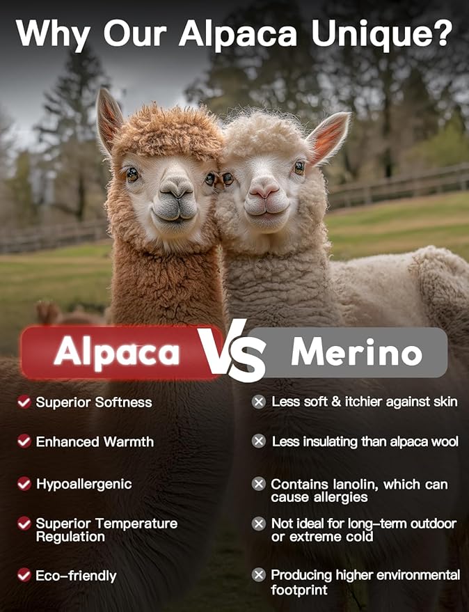 Alpaca Wool Boot Socks Men and Women, Heavyweight Thick Thermal Socks Cold Weather Hunting Hiking, Moisture Wicking