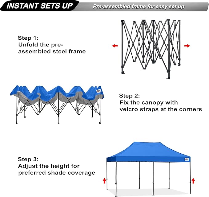 ABCCANOPY Patio Pop Up Canopy Tent 8x16 Commercial-Series (Blue)