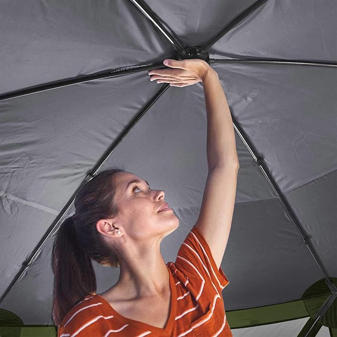 Lightspeed Outdoors Pop-Up 6-Sided Screen Shelter, Camping Gazebo, Green