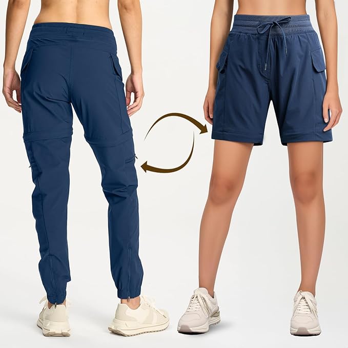 smawell Women's Hiking Pants Convertible Lightweight Zip-Off Outdoor Pants Quick Dry Joggers with Pocket