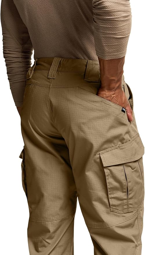 CQR Men's Tactical Pants, Water Resistant Ripstop Cargo Pants, Lightweight EDC Work Hiking Pants, Outdoor Apparel