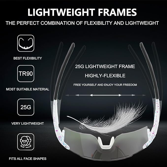 OULAIQI Cycling Sunglasses Polarized Sunglasses for Cycling Men Women with 1 Lens or 3 Interchangeable Lens Baseball Glasses