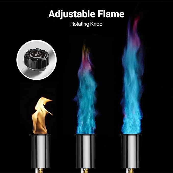 Propane Torch with One-Touch Max Fire, Cooking Blow Torch Gun with a Safety Lock, Charcoal Lighter, Flame Thrower, Kitchen Food Torch Head for Grill, Sous Vide, BBQ (Tank Not Included)