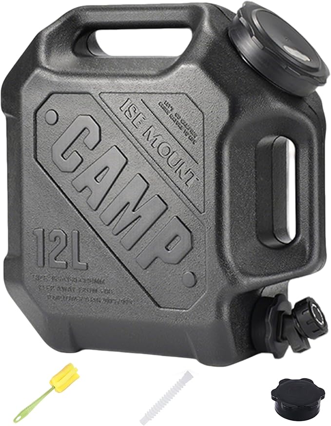 3.2 Gallon Water Jug with Spigot, Portable Water Tank BPA Free, Leak-Proof Water Containers for Camping Water Storage Containers for Emergency Outdoor Hiking Picnic, Green/Black/Yellow