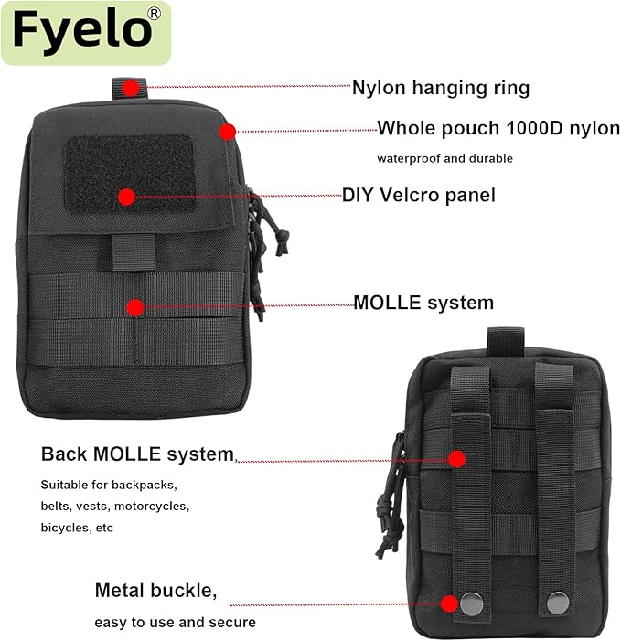 Tactical Belt Pouch Molle Phone Slim Utility Waist Bag EDC Organizer with Cellphone Holster 3 Colors (Black,Brown,Green)