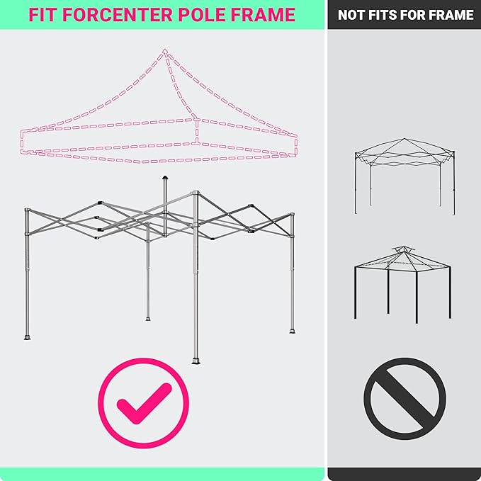 10x10 Canopy Replacement Top for Pop Up Canopy Tent - 4 Drainage Holes,10x10ft Canopy top Suitable for Most of The Standard Canopy(top only) (Pink)