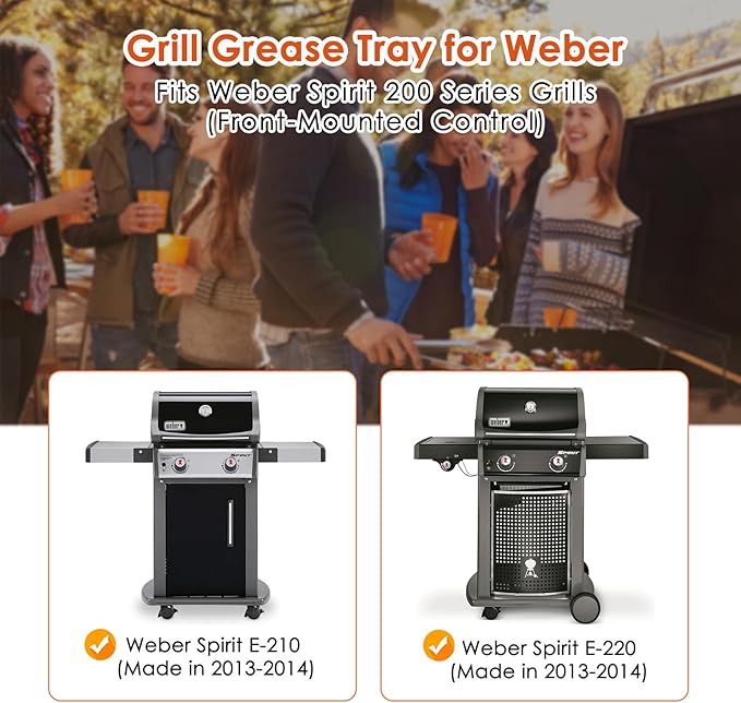 69803 Grease Tray for Weber Spirit 210 and 220, Drip Pan Tray for Weber Spirit 210 and 220 (2013 and 2014), Spirit S210 S215 S220 E210 E215 E220, Spirit 2 Burner Grills, Grease Tray for Weber 69803