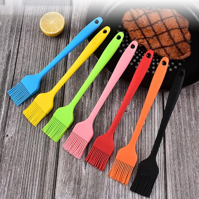 Silicone brush, BBQ/Pastry Basting Brushes,Silicone Cooking Grill Barbecue Baking Pastry Oil/Honey/Sauce Brush (7 PCS,green)