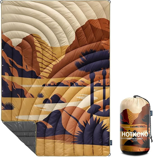 Camping Blanket,Puffy Printed Camp Blankets Lightweight Packable for Outdoor Camping,Traveling, Stadium, Hiking, Picnics