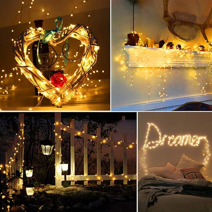 Moobibear LED String Lights 99ft UL Listed Plug in Fairy Lights 300 LED Warm White Waterproof Copper String Lights with ON/Off Switch for Bedroom Patio Birthday Wedding Valentines Day Decor
