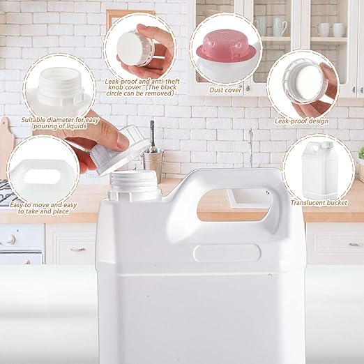 3 Pcs 1 Gallon Plastic Jug with Lids Square Empty Storage Containers Hdpe Carboy Plastic Jar Containers for Water Milk Beverage Oil Liquids (White)