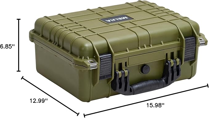 MEIJIA Portable All Weather Waterproof Camera Case With Foam,Fit Use of Drones,Camera,Equipments,Pistols,15.98x12.99x6.85inches